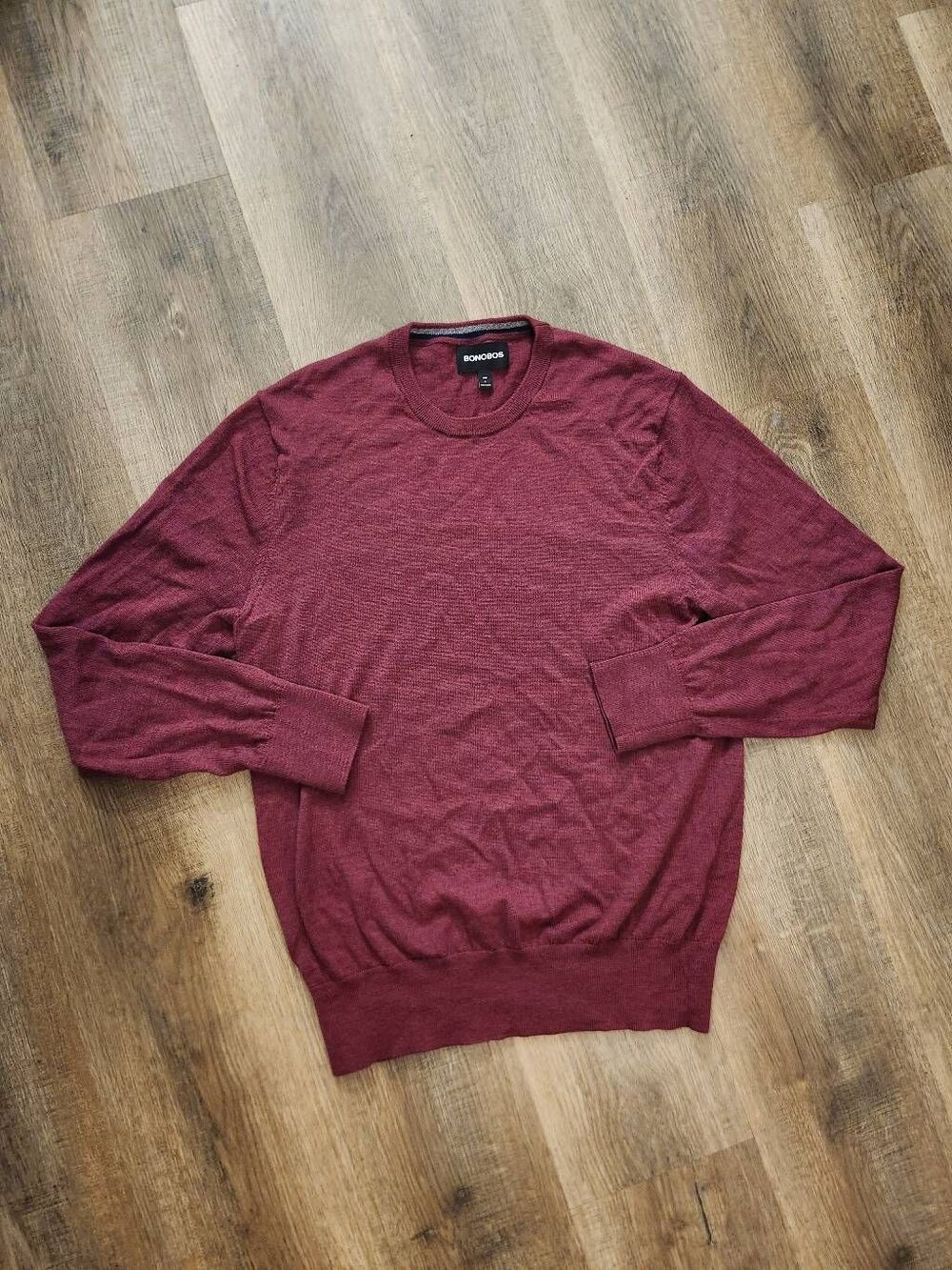 Bonobos Wool Men's Large Slim sweater Red Longsleeve stretch